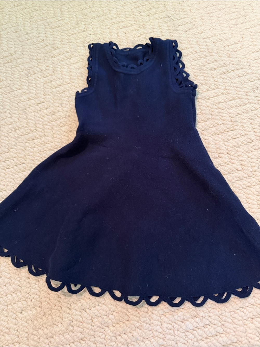 Milly Navy Scalloped Sleeveless Knit Dress